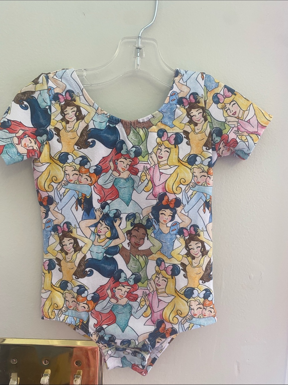 Girls' princess print leotard Character-Print Short Sleeve Bodysuit - Multicolor